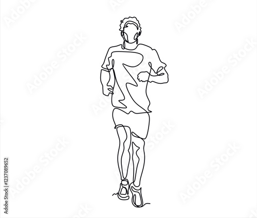 man Runner One Line Drawing. Running Abstract Minimal Drawing. Continuous One Line Woman Run Sport Illustration. Modern Trendy Contour Drawing