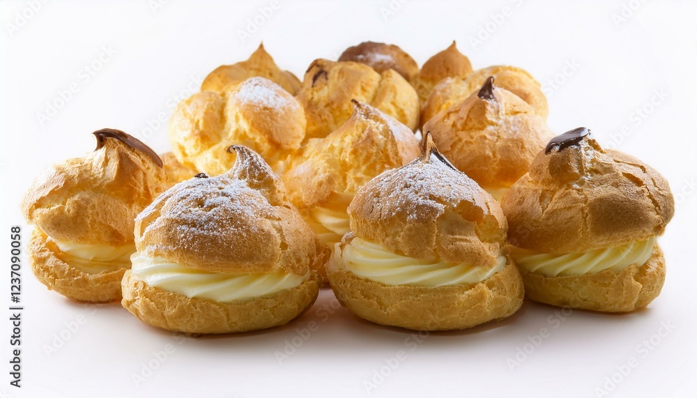 cream puff or choux pastry filled with custard isolated on a background cream puff or choux pastry filled with custard isolated on a background