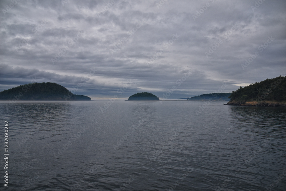Friday Harbor and Orcas Island Scenic view from aboard a ferry - San Juan Islands, Washington, USA Friday Harbor and Orcas Island Scenic view from aboard a ferry - San Juan Islands, Washington, USA