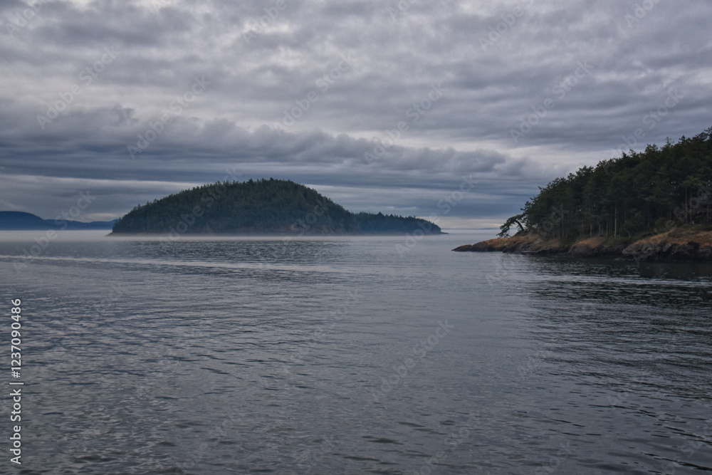 Friday Harbor and Orcas Island Scenic view from aboard a ferry - San Juan Islands, Washington, USA Friday Harbor and Orcas Island Scenic view from aboard a ferry - San Juan Islands, Washington, USA