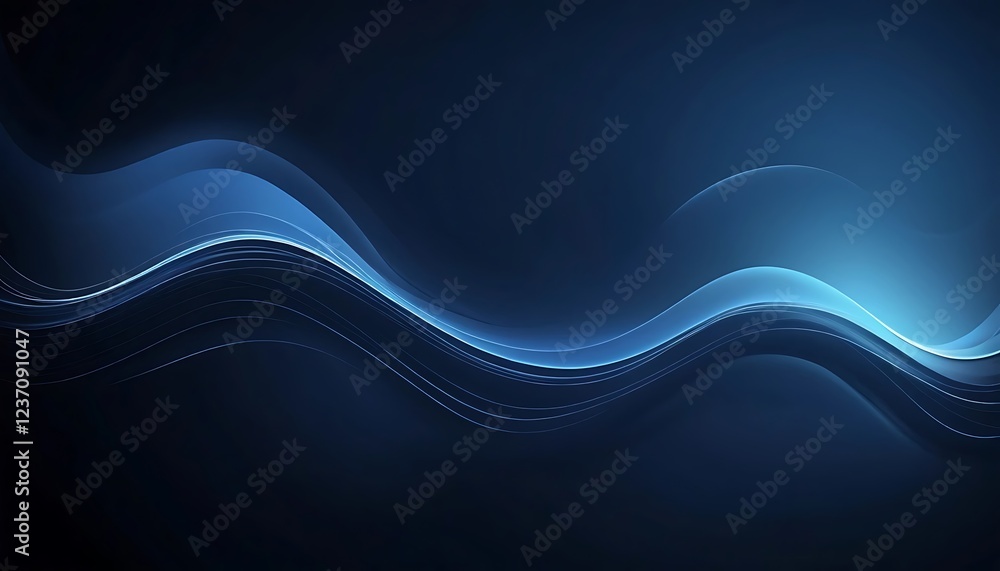Obraz premium Serene Blue Waves: Abstract Dark Background Design