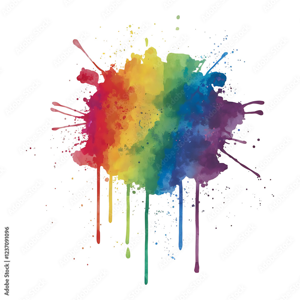 Fototapeta premium Vibrant Rainbow Paint Splash on White Background
