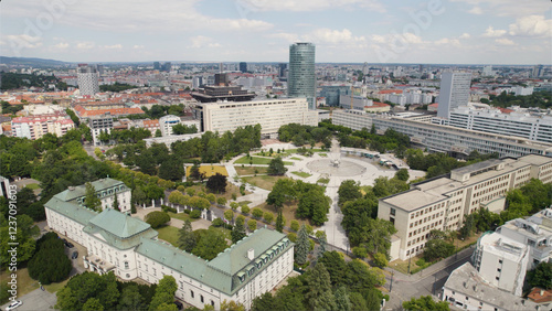 Photography Aerial - Freedom Square and surrounding cityscape in Bratislava, Slovakia