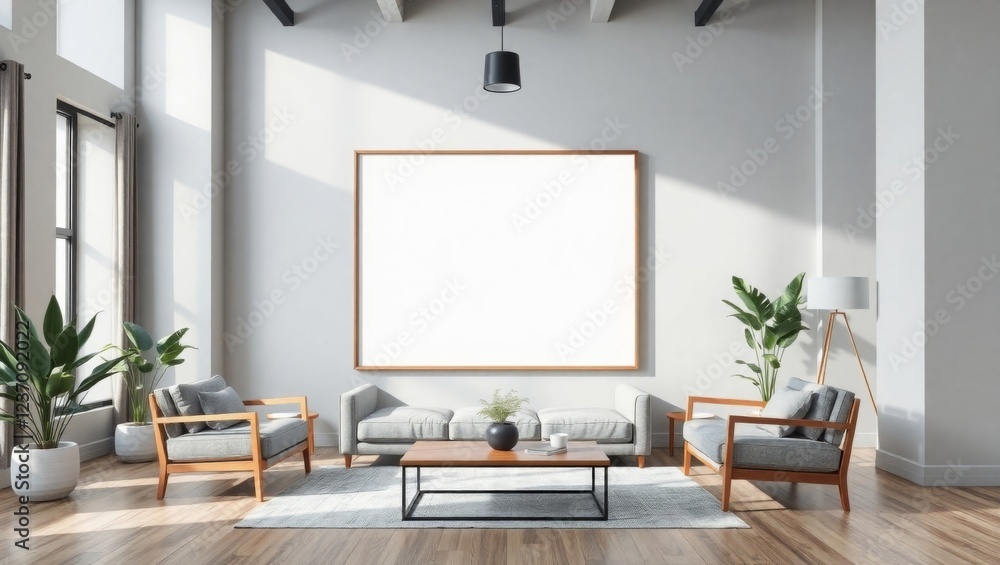 Naklejka premium Empty Frame Mockup for Artwork or Poster Presentation