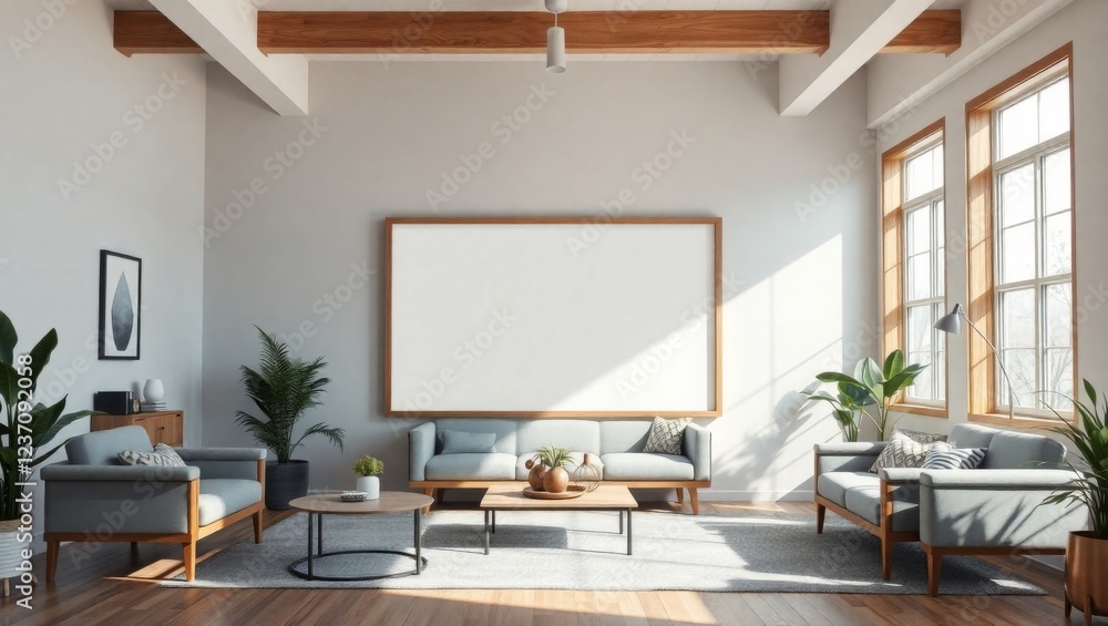 Fototapeta premium Empty Frame Mockup for Artwork or Poster Presentation