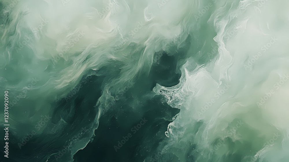 Obraz premium Abstract artwork in soft green shades. the painting is brush-painted and has a natural, handmade feel. Muted Earthtones. Illustration