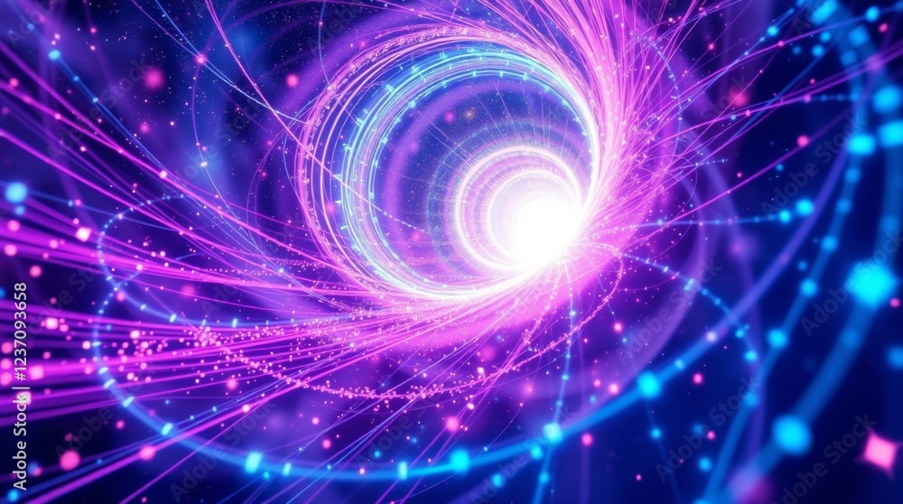 Obraz premium Multidimensional Data Vortex in Galactic Hues
