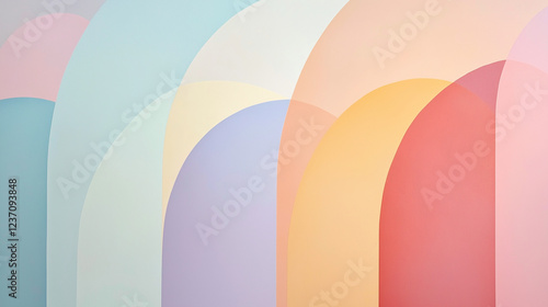 Obraz na płótnie Overlapping arc shapes in pastel colors w salonie