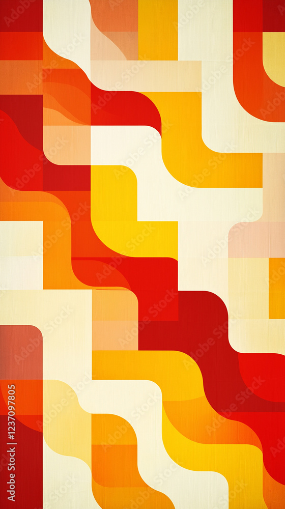 Illustration of red, orange and yellow shapes with text space