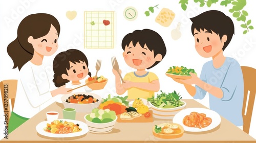 Family Enjoying Healthy Meal Together at Dining Table