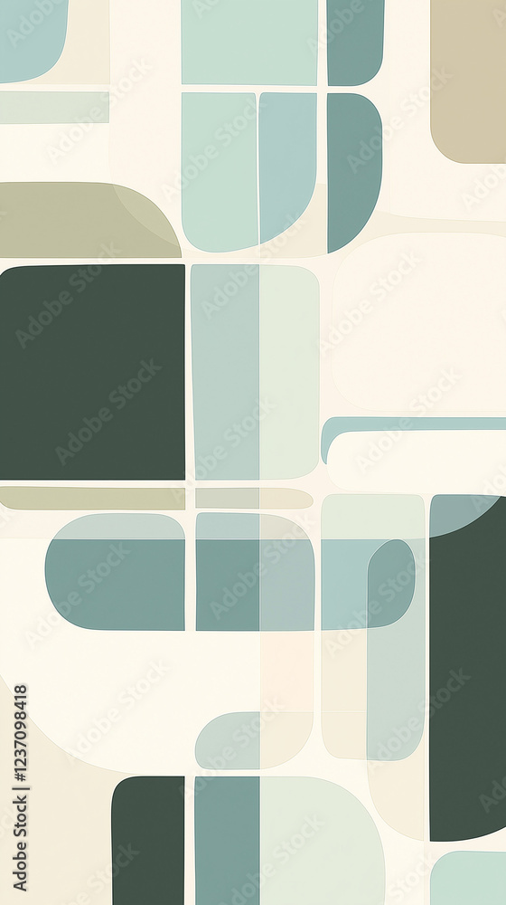 Vertical background of rounded shapes in muted colors