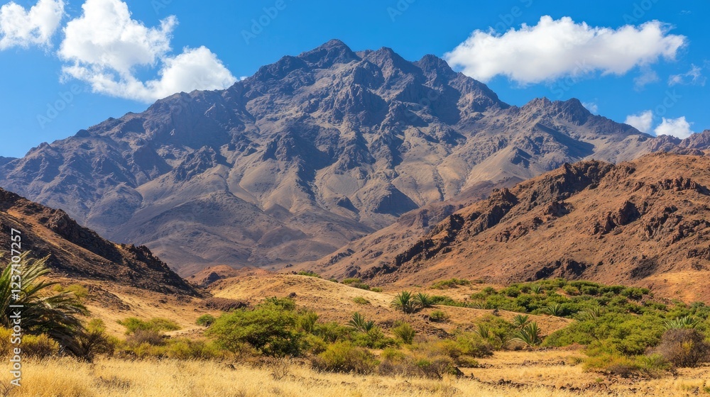 Majestic Mountain Range Under a Clear Blue Sky Majestic Mountain Range Under a Clear Blue Sky