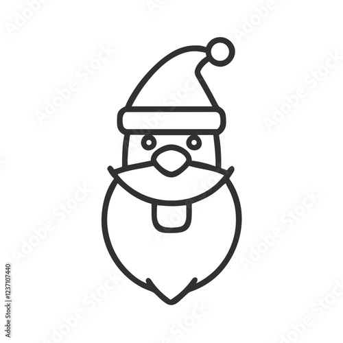 Santa Claus face outline for blogs, holiday websites, greeting cards, festive clipart, and educational materials