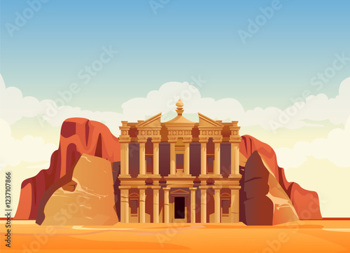 Petra also called the "Rose City" - Stock Illustration