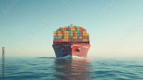 Container Ship Sailing Calm Ocean Waters photo