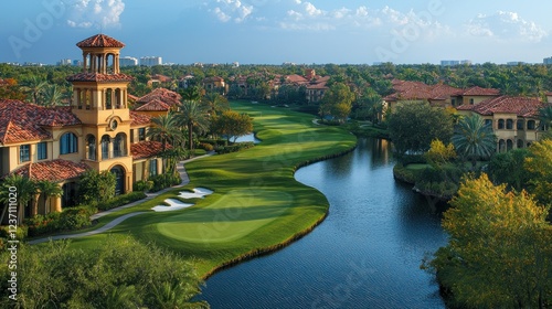 Luxury Golf Resort in Florida: Mediterranean Style Architecture and Serene Waterways