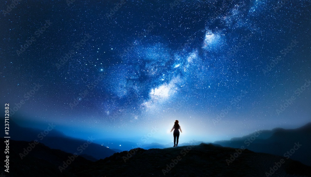 Fototapeta premium a blue galaxy with a celebrity stuffed sky within the historical past suitable for astronomy lovers
