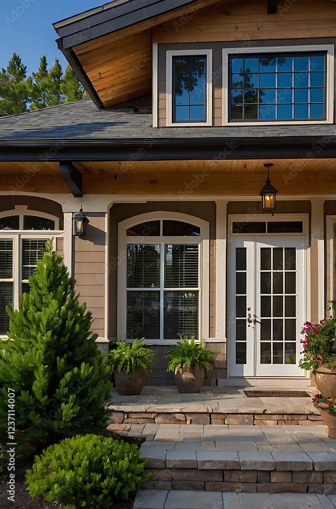 Obraz premium Modern House Exterior Design: Contemporary Home Architecture and Landscaping