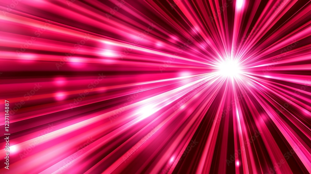 Obraz premium Pink Light Rays Converging Towards Bright Center