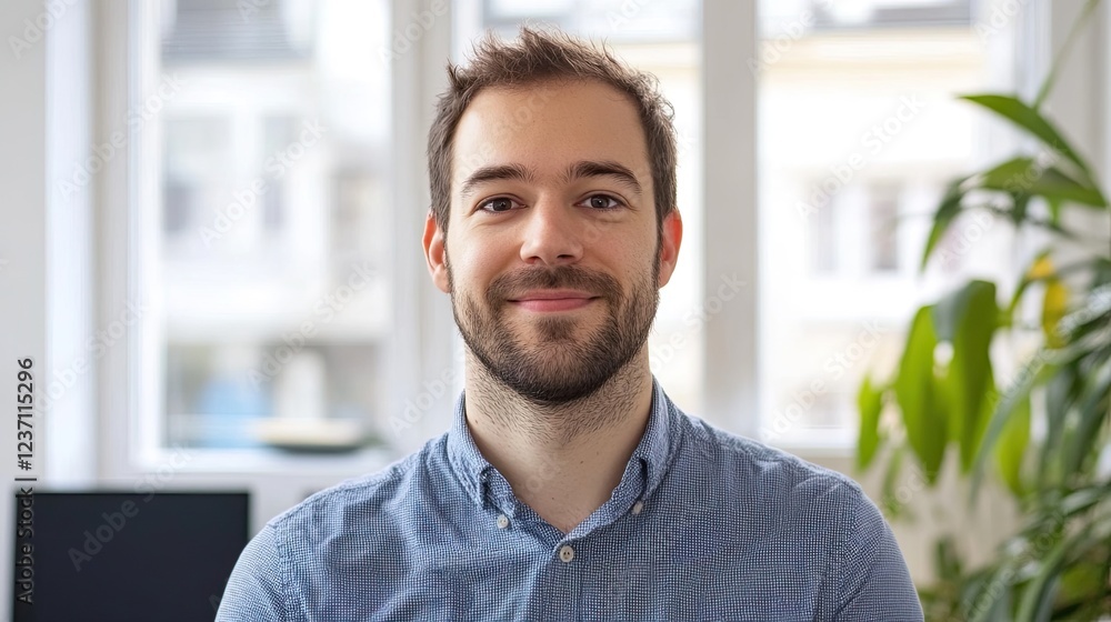 Portrait of a smiling man in a blue shirt Portrait of a smiling man in a blue shirt