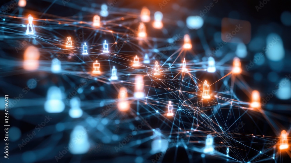 Obraz premium Abstract Network Showing Interconnected Nodes and Connections