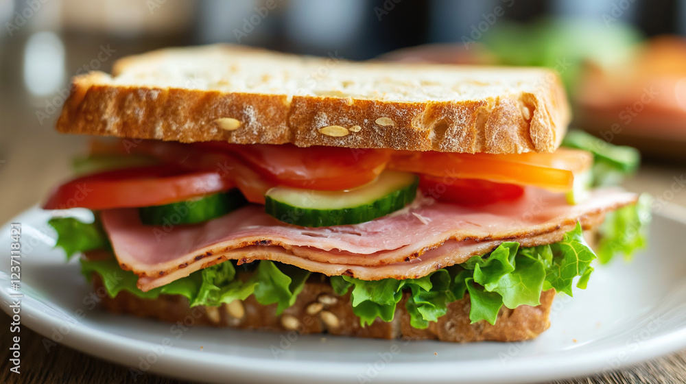 fresh luncheon and vegetable sandwich isolated on white bread fresh luncheon and vegetable sandwich isolated on white bread