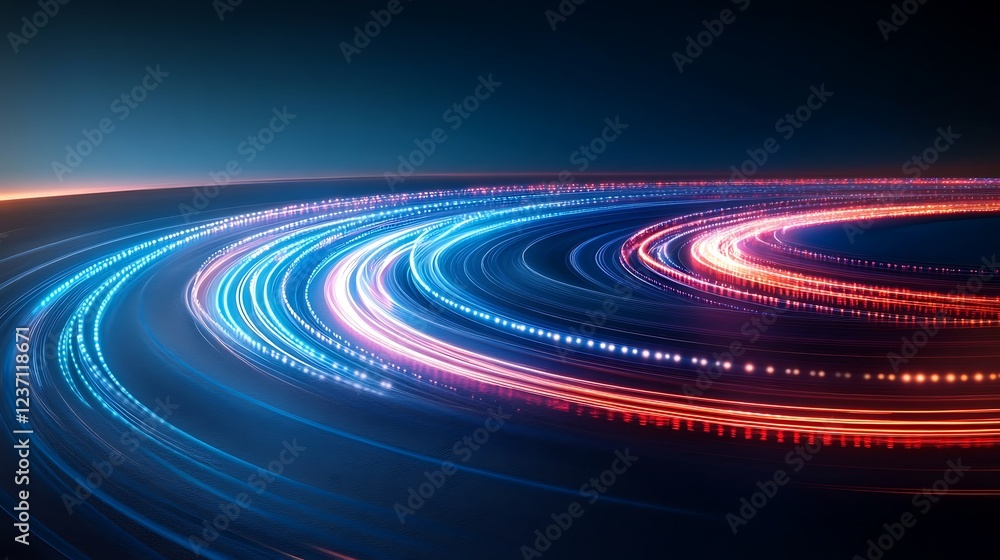 Fototapeta premium Abstract swirling light trails create vibrant cosmic patterns