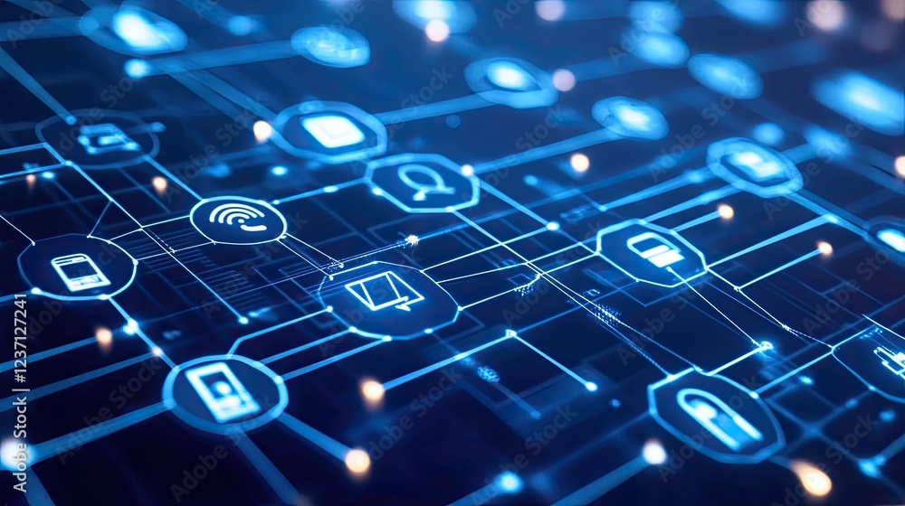 Obraz premium Abstract Network Showing Interconnected Digital Devices