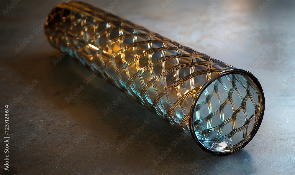 Φωτογραφία Recycled Glass Tube with a Woven Pattern Perched in Mid-Air, Adding an Elegant T