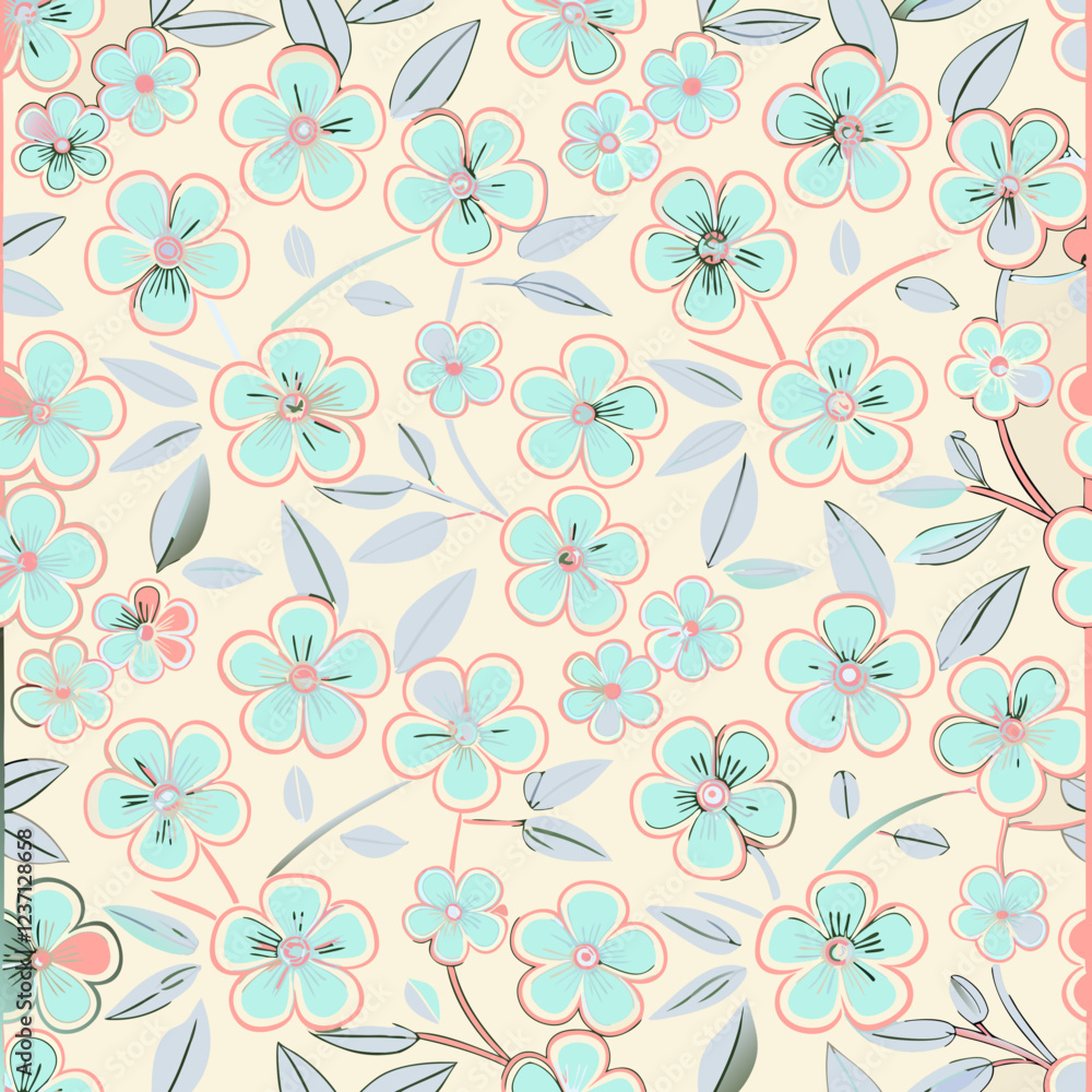 Floral pattern on seamless cloth Floral pattern on seamless cloth