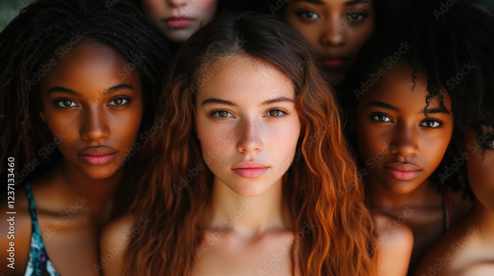 Obraz premium A group of diverse women with strong bonds, embracing inclusion and celebrating unity.