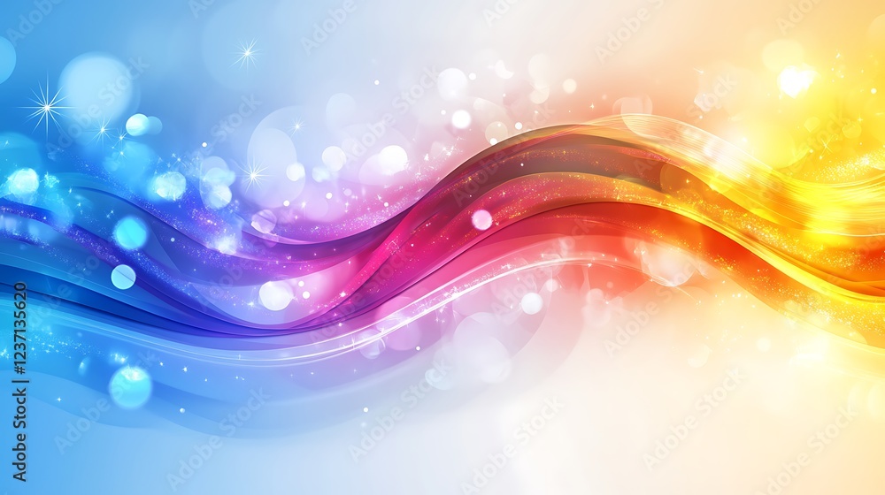 Abstract Colorful Waves with Sparkling Lights Background Abstract Colorful Waves with Sparkling Lights Background