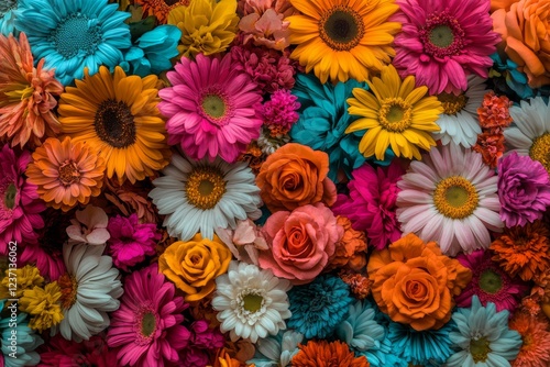 Wallpaper Mural Surreal Summer Arrangement: Colorful Flowers Set Against a White Background Torontodigital.ca