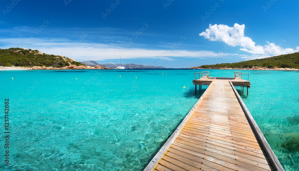 pontoon in the turquoise water of rondinara beach in corsica i pontoon in the turquoise water of rondinara beach in corsica i