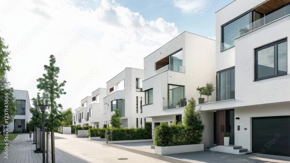 Day view of the beautiful residential houses of modern architecture Day view of the beautiful residential houses of modern architecture