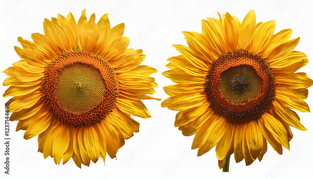 Obraz premium isolated beautiful sunflower on white background with clipping path