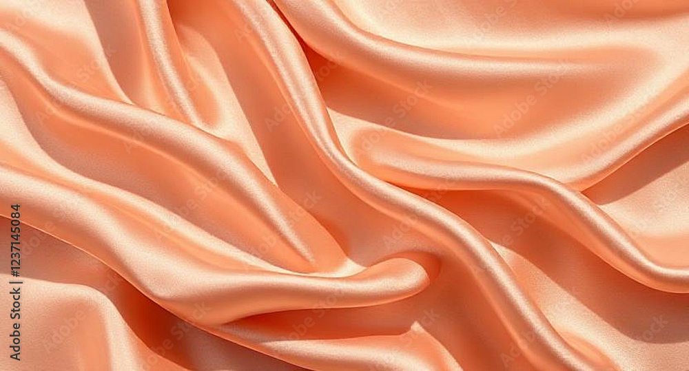 Fototapeta premium Smooth peach satin fabric with a slight sheen and soft texture