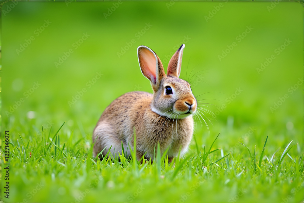 Fototapeta premium Rabbit in Grass , Spring Equinox