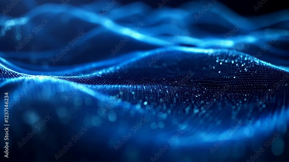 Blue wave with a lot of dots on it. The dots are in different sizes and are scattered all over the wave Blue wave with a lot of dots on it. The dots are in different sizes and are scattered all over the wave