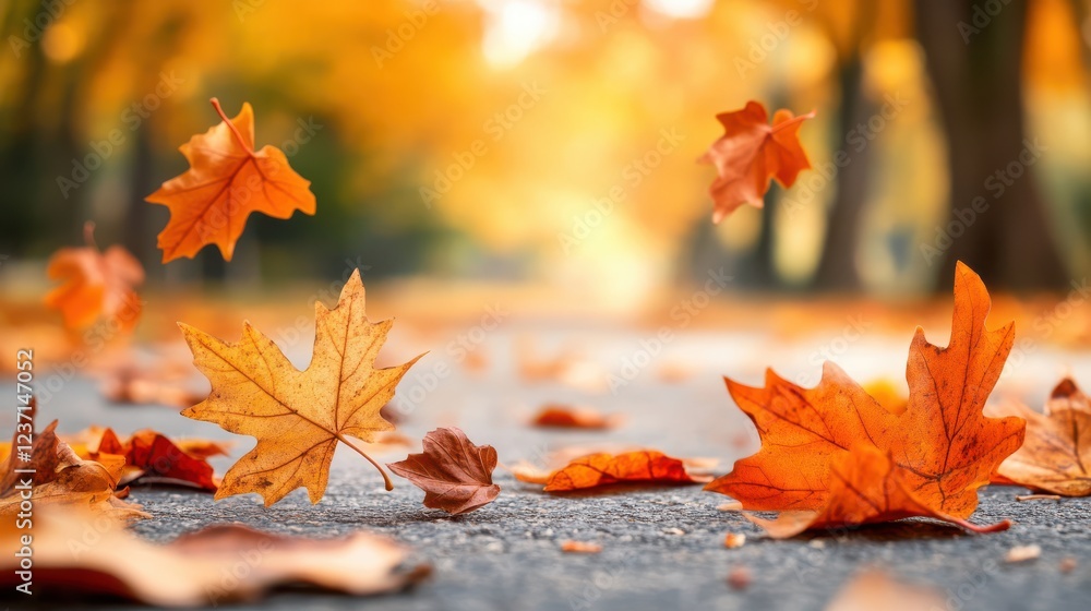 City park in autumn with bokeh effect on blurred background City park in autumn with bokeh effect on blurred background