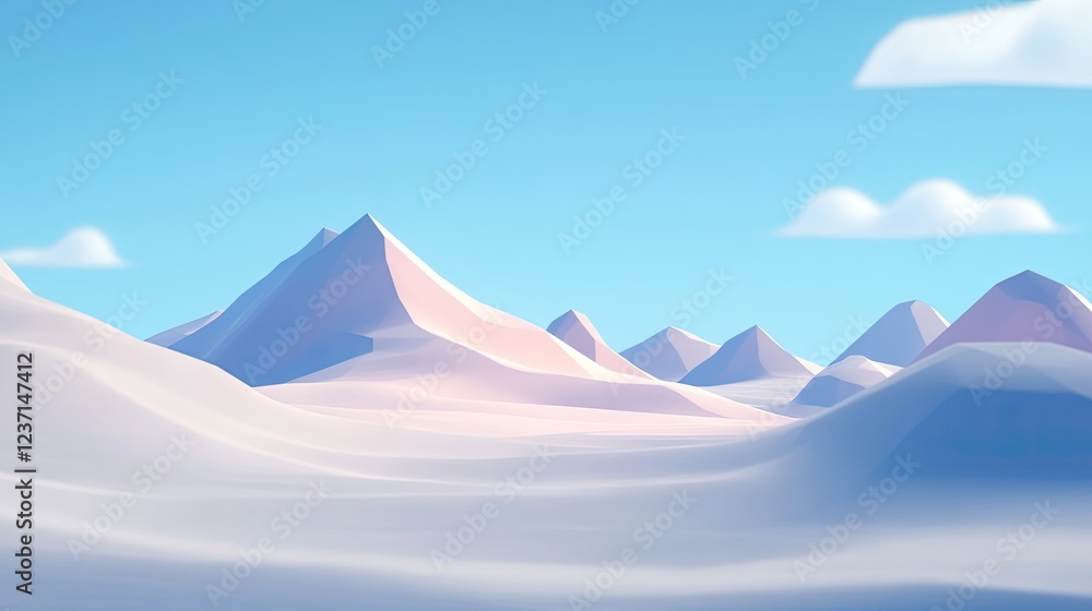 Low Poly Mountains Under a Clear Blue Sky Low Poly Mountains Under a Clear Blue Sky