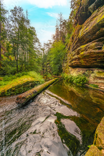 Ruins of water mill Dolsky mlyn in Bohemian Switzerland, Czech Republic. The place where Czech fairy tales are filmed photo