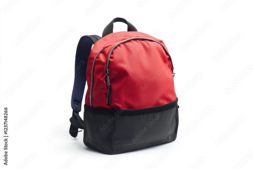 Fototapeta premium A sturdy red and black backpack suitable for travel, school, hiking, or daily commuting. Waterproof and built to last.