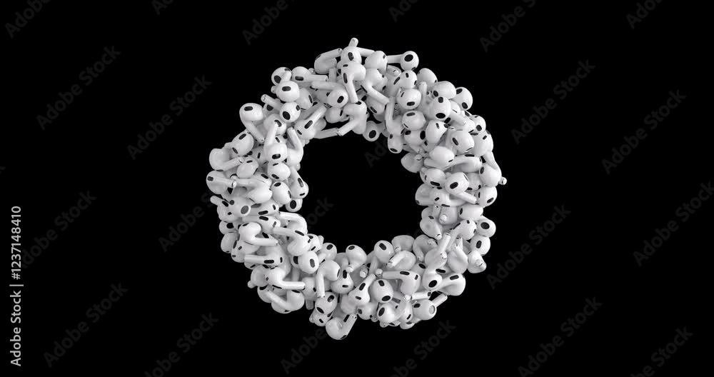 3D Ring Of Earphones On Transparent Backround 3D Ring Of Earphones On Transparent Backround