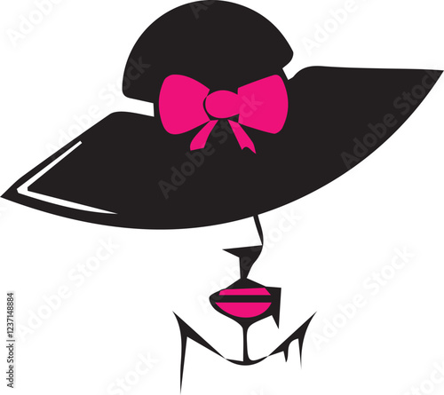 A woman with black hat and pink lips vector file download | Any changes can be possible