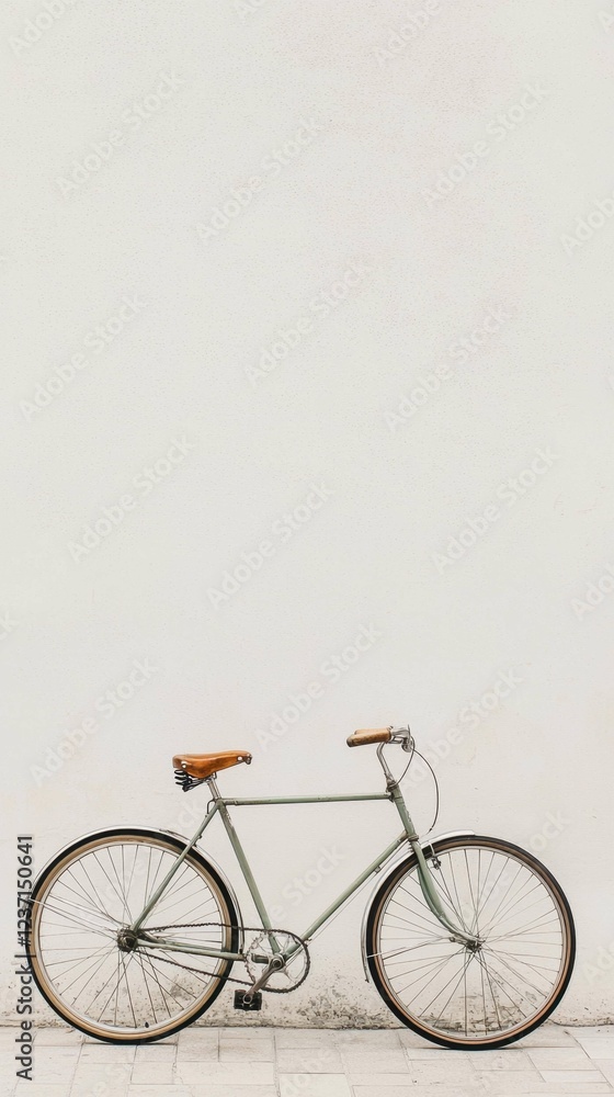 Obraz premium Vintage Bicycle Stand Against Empty Wall in Minimalist Setting