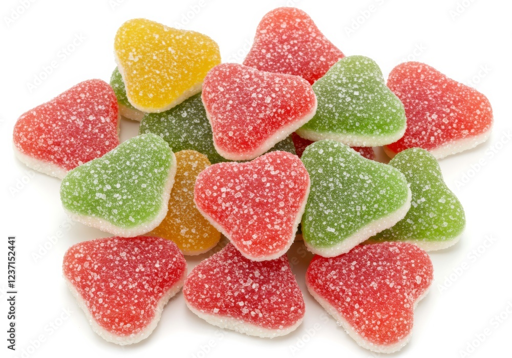 gummy candies coated in sugar heart-shaped isolated on transparent background Generative Ai.
