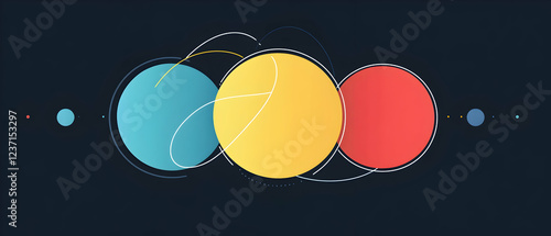 Modern infographic with three interlinked circles emphasizing connected concepts  -
