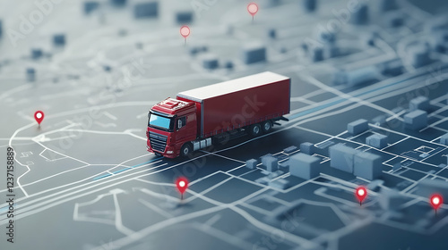 Smart transportation and logistics concept featuring digital vehicle tracking routes, perfect for mobility solutions  -