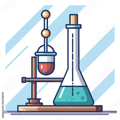 Titration Apparatus Laboratory Research Vector Illustration – Clipart, Line Art & Cartoon Design, High-quality titration apparatus vector illustration – perfect for lab research designs and digital us